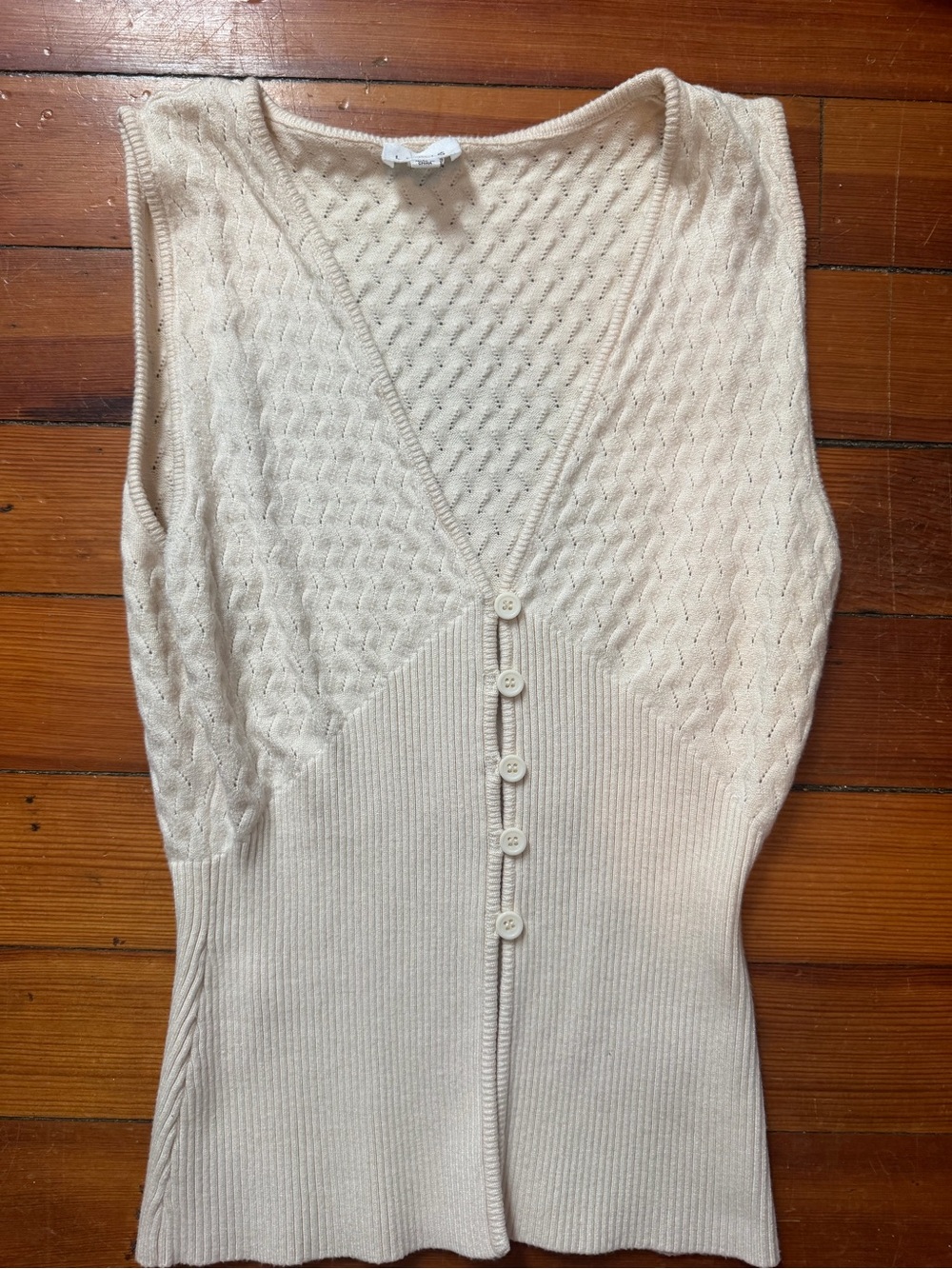 Le Lis - Sleeveless Cream Knit Button-Front Top